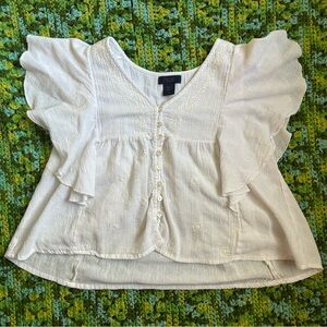 Madewell Cream Ruffle Sleeve Blouse